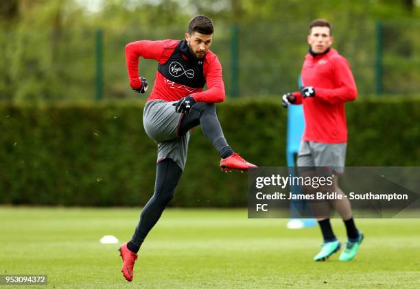 Shane Long during a Southampton FC Training session at Staplewood Complex on April 30, 2018 in Southampton, England.