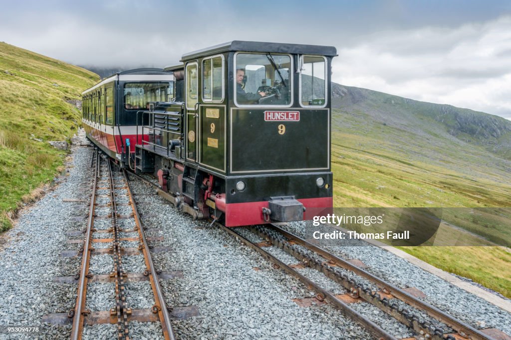 Zahnradgetriebe für Passagiere auf Mount Snowdon in Wales