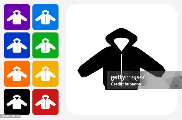 jacket icon square button set - coat icon stock illustrations