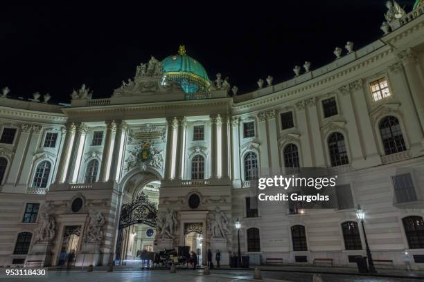 night view of hofburg imperial palace, vienna - alte burg stock pictures, royalty-free photos & images