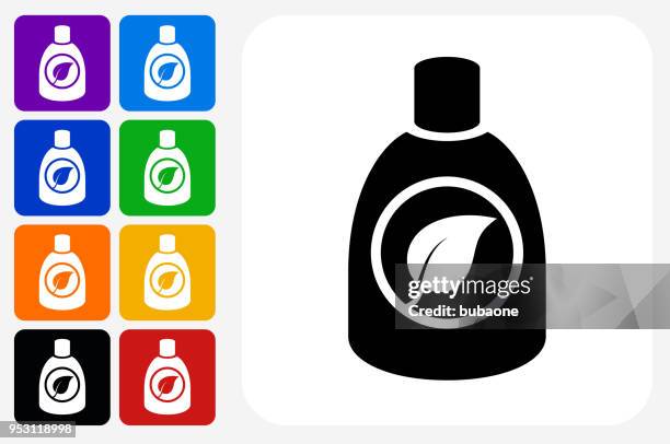 environmental detergent icon square button set - fabric softener stock illustrations