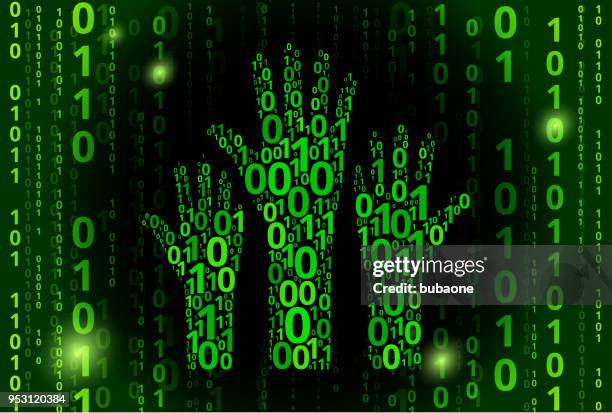 Raised Hands Binary Code Vector Pattern Background High-Res Vector ...