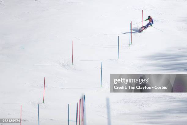 Petra Vlhova of Slovakia in action during the Alpine Skiing - Ladies' Slalom competition at Yongpyong Alpine Centre on February 16, 2018 in...