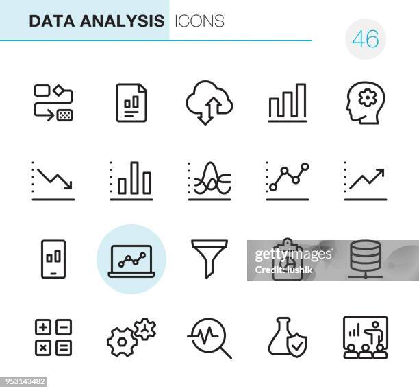 data analysis - pixel perfect icons - moving down stock illustrations