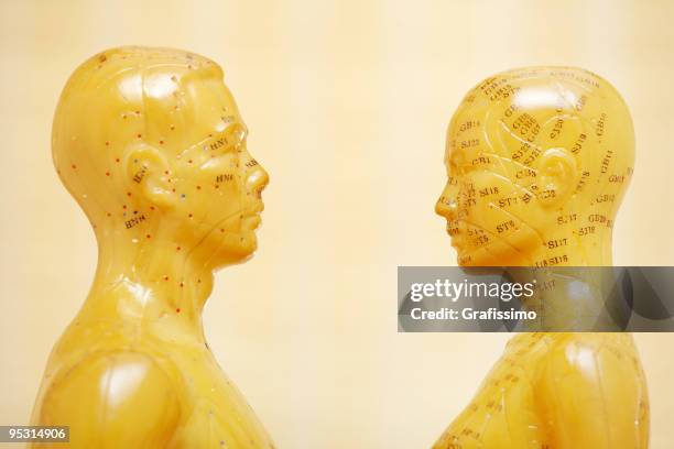 acupuncture male and female model - accupunctuurpop stockfoto's en -beelden
