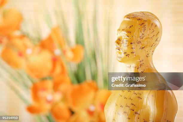 acupuncture male model torso - acupuncture stock pictures, royalty-free photos & images