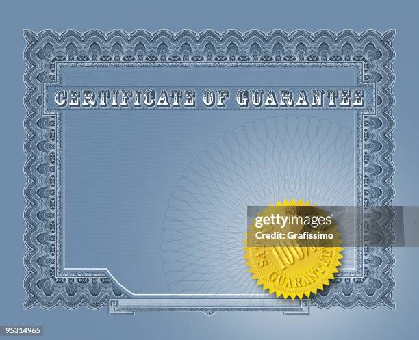 blue certificate of guarantee with seal - regency frame stock pictures, royalty-free photos & images