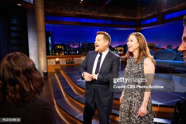 The Late Late Show with James Corden airing Wednesday, April 25 with guests Chelsea Clinton. Mackenzie Davis, and Mark Ruffalo. Pictured: James...