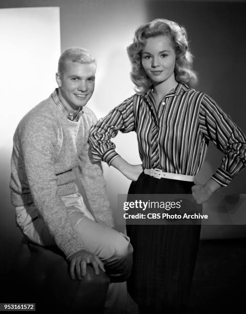 Portrait of Dwayne Hickman and Tuesday Weld . They perform on the CBS television comedy series, The Many Loves of Dobie Gillis. June 19, 1959. Los...