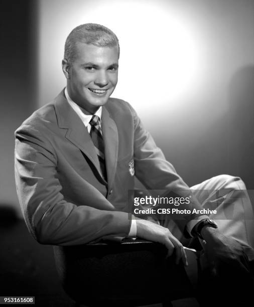 Portrait of Dwayne Hickman . He performs on the CBS television comedy series, The Many Loves of Dobie Gillis. June 19, 1959. Los Angeles, CA.