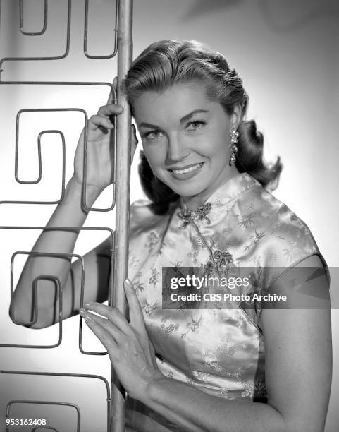 Portrait of Esther Williams. She narrates on the CBS television special series, Woman." August 7, 1959. Hollywood, CA.
