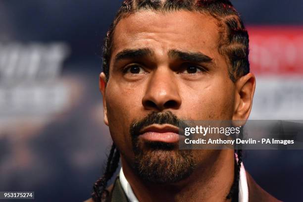 David Haye speaks during the press conference at the Echo Arena, Liverpool.