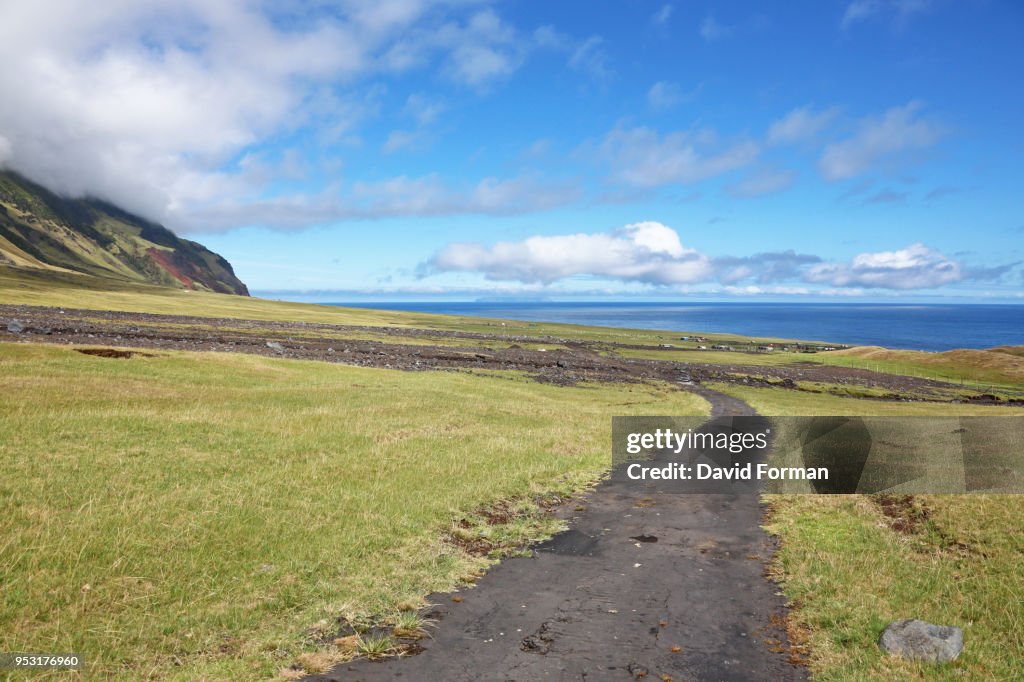 Volcanic road from 'Edinburgh of the Seven Seas' to the potato patches on Tristan da Cunha, South Atlantic.