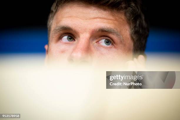 Bayern Múnich Thomas Muller during press conference day before UEFA Champions League semi finals match between Real Madrid and Bayern Múnich at...