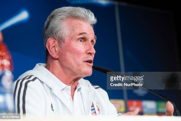 Bayern Múnich coach Jupp Heynckes during press conference day before UEFA Champions League semi finals match between Real Madrid and Bayern Múnich at...
