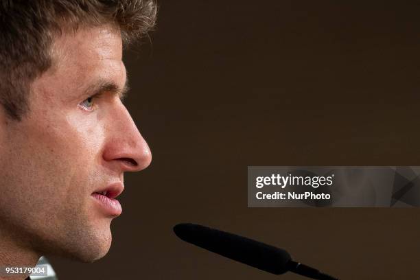 Bayern Múnich Thomas Muller during press conference day before UEFA Champions League semi finals match between Real Madrid and Bayern Múnich at...