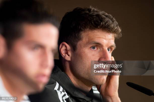 Bayern Múnich Thomas Muller during press conference day before UEFA Champions League semi finals match between Real Madrid and Bayern Múnich at...