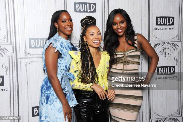 Ashley Blaine Featherson, Logan Browning and Antoinette Robertson attend Build Series to discuss 'Dear White People' at Build Studio on April 30,...