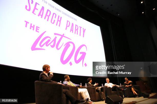 Jack McBrayer, Tracy Morgan, Alia Shawkat, John Early and Tiffany Haddish speak onstage during the For Your Consideration Red Carpet Event for TBS'...