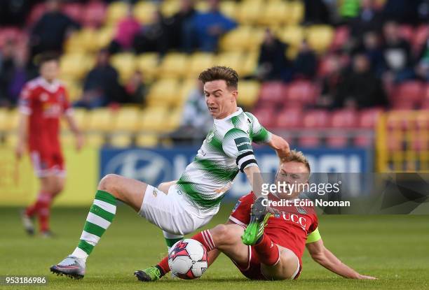 Dublin , Ireland - 30 April 2018; Ronan Finn of Shamrock Rovers in action against Conor McCormack of Cork City during the SSE Airtricity League...