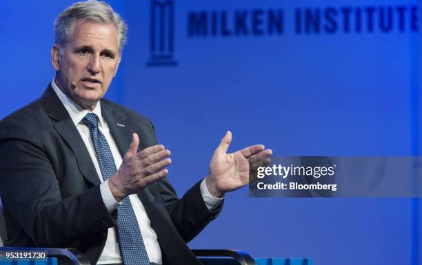 House Majority Leader Kevin McCarthy, a Republican from California, speaks during the Milken Institute Global Conference in Beverly Hills,...