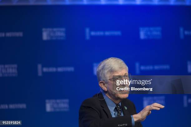 Francis Collins, director of the U.S. National Institutes of Health, speaks during the Milken Institute Global Conference in Beverly Hills,...