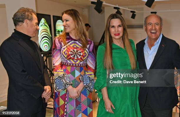 David Linley, Magdalena Gabriel, Sonia Falcone and Enrico Giacometti attend a private view of "On Top Of The World", an exhibition hosted by David...