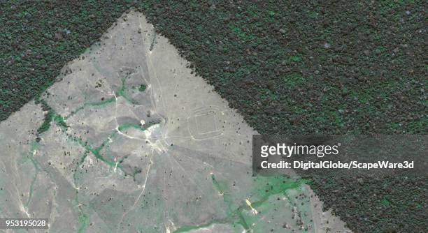 DigitalGlobe via Getty Images Satellite Imagery of a geoglyph in the southwestern region of the western Amazon, in the state of Acre, in Brazil.
