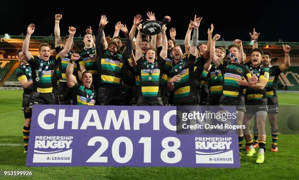 Northampton Wanderers celebrate their victory during the Aviva A League Final between Northampton Wanderers and Exeter Braves at Franklin's Gardens...