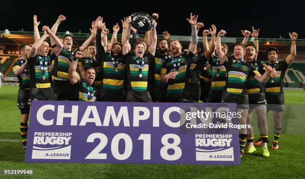 Northampton Wanderers celebrate their victory during the Aviva A League Final between Northampton Wanderers and Exeter Braves at Franklin's Gardens...