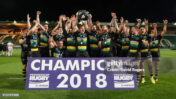 Northampton Wanderers celebrate their victory during the Aviva A League Final between Northampton Wanderers and Exeter Braves at Franklin's Gardens...