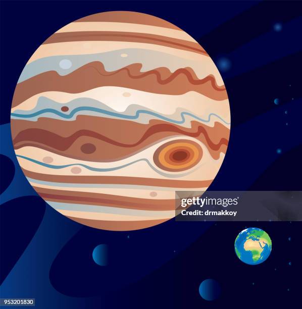 stockillustraties, clipart, cartoons en iconen met aarde en jupiter - spacewalk