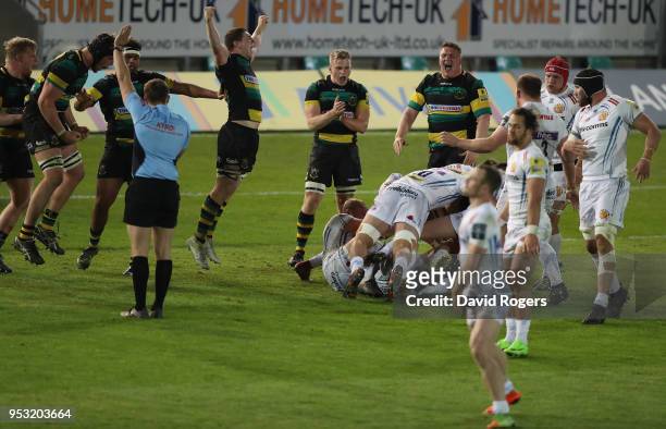 Northampton Wanderers celebrate their victory at the final whistle during the Aviva A League Final between Northampton Wanderers and Exeter Braves at...