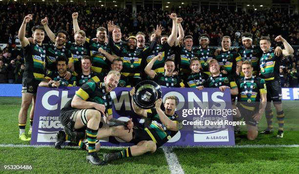 Northampton Wanderers celebrate their victory during the Aviva A League Final between Northampton Wanderers and Exeter Braves at Franklin's Gardens...