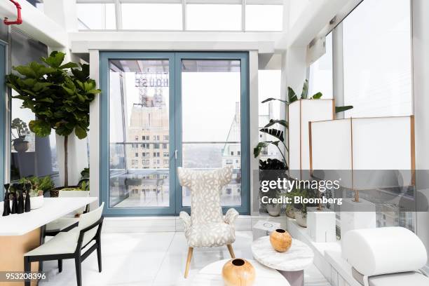 The JW Marriott Hotel Essex House hotel is seen outside the solarium and terrace at the forty-first floor duplex of the One57 condominium complex in...