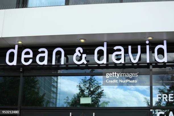 The logo of the fast-casual-chain Dean &amp; David is seen in Munich.