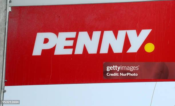 The logo of the discount supermarket chain based in Germany Penny is seen in Munich.