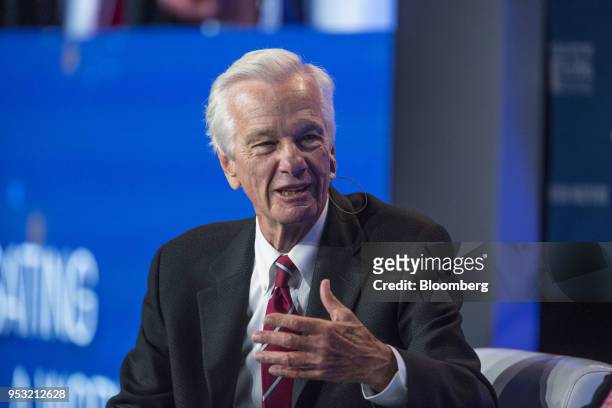 Jorge Paulo Lemann, co-founder of 3G Capital Inc., speaks during the Milken Institute Global Conference in Beverly Hills, California, U.S., on...