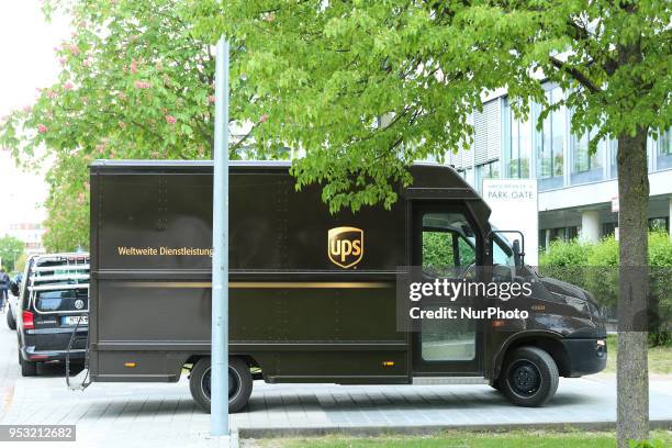 Delivery van of UPS is seen in Munich.