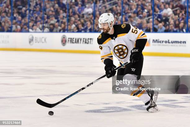 Boston Bruins defender Adam McQuaid during the first period of an NHL Stanley Cup Eastern Conference Playoffs game between the Boston Bruins and the...