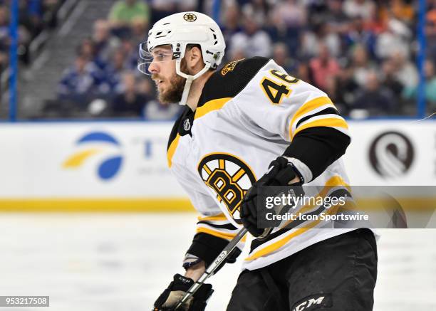 Boston Bruins center David Krejci during the second period of an NHL Stanley Cup Eastern Conference Playoffs game between the Boston Bruins and the...