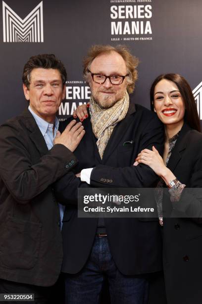 Actor Marc Lavoine , director Frederic Schoendoerffer and and actress Sofia Essaidi attend Series Mania Lille Hauts de France festival day 4...
