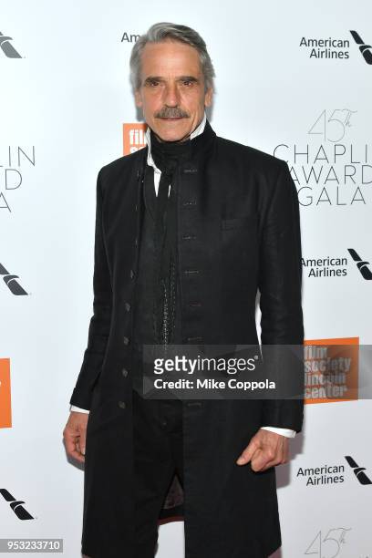 Actor Jeremy Irons attends the 45th Chaplin Award Gala at Alice Tully Hall, Lincoln Center on April 30, 2018 in New York City.