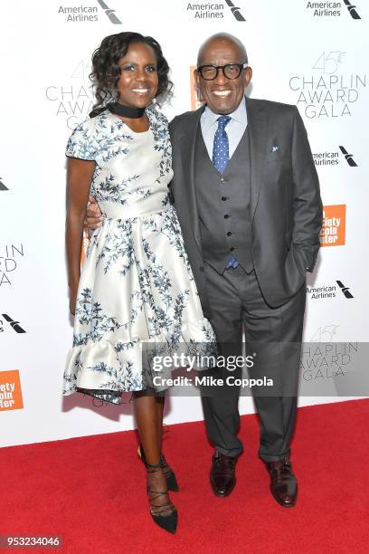 Journalist Deborah Roberts and TV personality Al Roker attend the 45th Chaplin Award Gala at Alice Tully Hall, Lincoln Center on April 30, 2018 in...