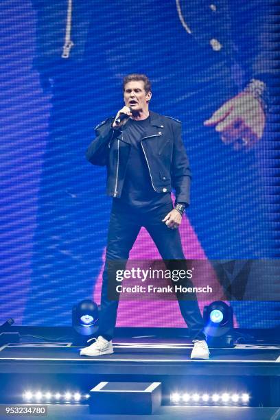 American singer David Hasselhoff performs live on stage during a concert at the Friedrichstadtpalast on April 30, 2018 in Berlin, Germany.