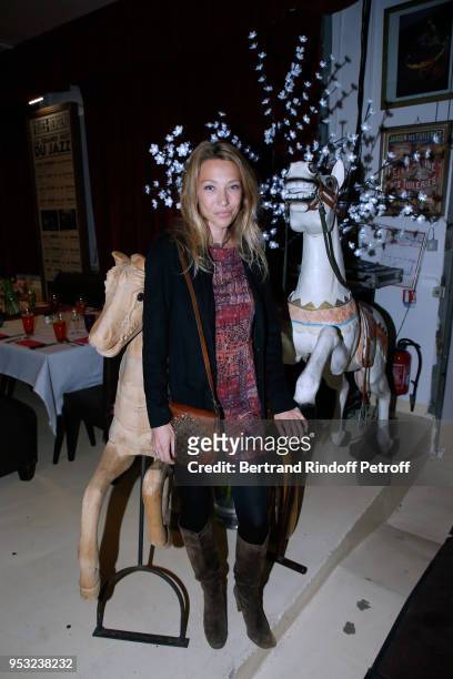 Actress Laura Smet attends the Dinner in honor of her mother, Nathalie Baye at La Chope des Puces on April 30, 2018 in Saint-Ouen, France.