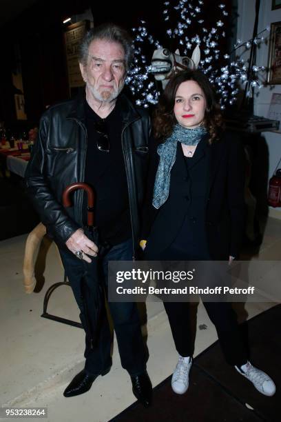 Eddy Mitchell and his daughter Pamela Mitchell attend the Dinner in honor of Nathalie Baye at La Chope des Puces on April 30, 2018 in Saint-Ouen,...