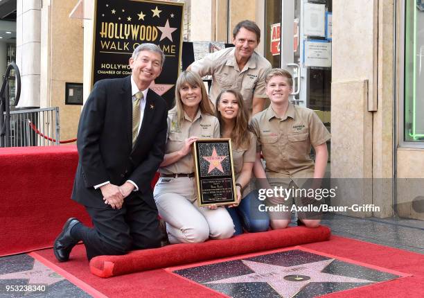 Terri Irwin, Bindi Irwin, Robert Irwin and Wes Mannion attend the ceremony honoring Steve Irwin with star on the Hollywood Walk of Fame on April 26,...