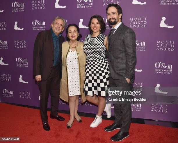 Luis Miranda, Dr. Luz Miranda, Vanessa Nadal, and Lin-Manuel Miranda attend The Eugene O'Neill Theater Center's 18th Annual Monte Cristo Award...