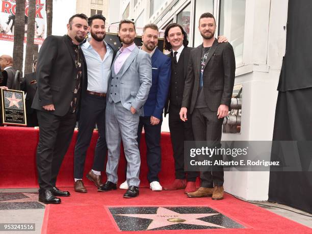 Members of the iconic 90's boyband *NSYNC, Chris Kirkpatrick, Lance Bass, JC Chasez, Joey Fatone and Justin Timberlake were honored with a star on...